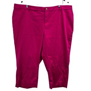 Lauren Ralph Lauren Pants Women 22W Fuchsia Cotton Elastane Stretch Cropped